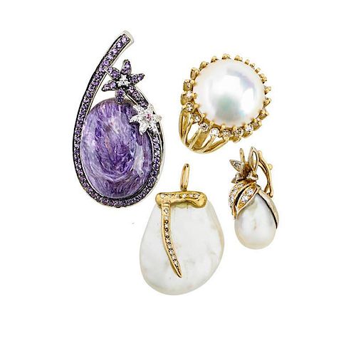 COLLECTION OF PEARL, DIAMOND OR GEM-SET JEWELRY