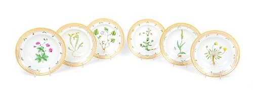 * A Set of Six Royal Copenhagen Flora Danica Porcelain Soup Plates Diameter 8 3/4 inches.