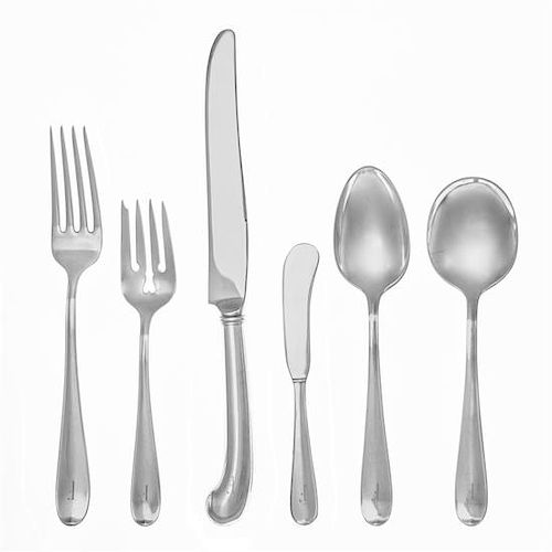 An American Silver Flatware Service, Gorham Mfg. Co., Providence, RI, Dolly Madison pattern with engraved F monogram, comprising