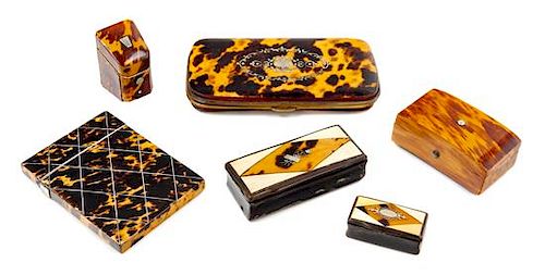 Six Victorian Tortoise Shell Articles Width of largest 5 1/2 inches.