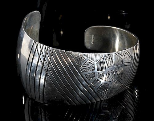 Navajo Sterling Silver Whimsical Bracelet Cuff