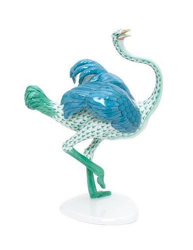 A Herend Porcelain Ostrich Height 10 1/4 inches.