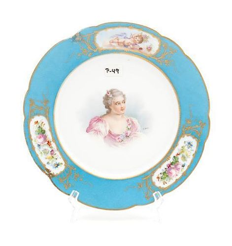 A Sevres Porcelain Plate Diameter 8 3/4 inches.
