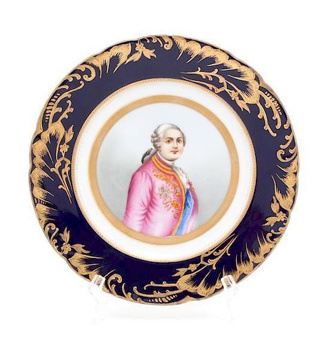 A Sevres Style Porcelain Plate Diameter 8 1/8 inches.