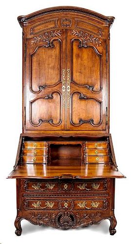 A French Provincial Style Secretaire Height 93 1/2 x width 39 x depth 21 inches.