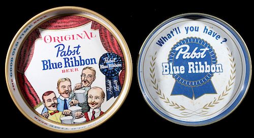 Two Pabst Blue Ribbon Advertising Trays