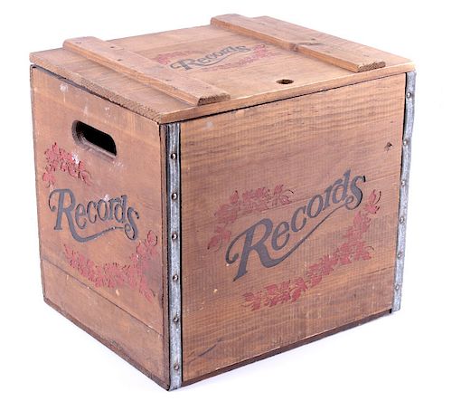 Contemporary Wooden Record Storage Crate