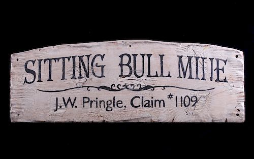 Sitting Bull Mine Wooden American Folk Art Sign