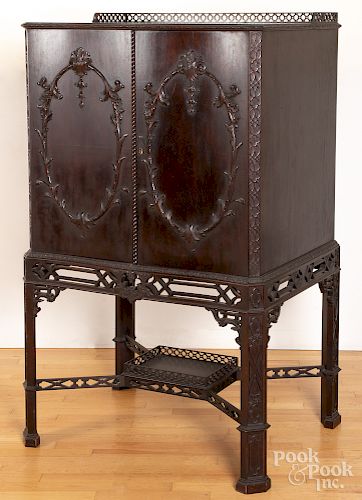 Chippendale style mahogany cabinet