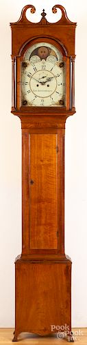 Federal walnut tall case clock