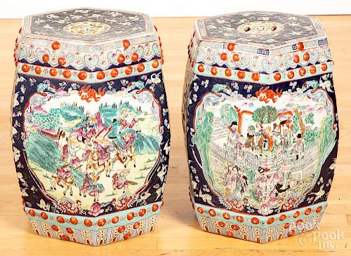 Pair of Chinese porcelain garden seats