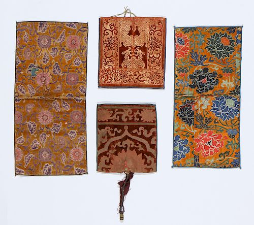 Four Ming Dynasty Silk Vevet Pouches