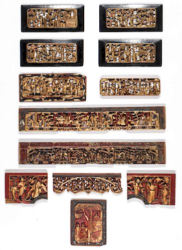 Estate Grouping of 19th C. Chinese Carved Wood Panels