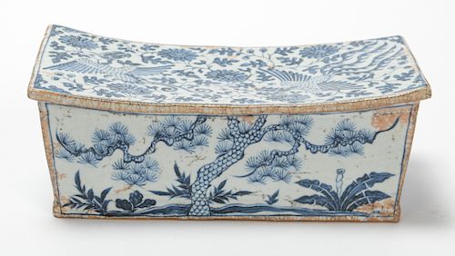 Chinese Qing Dynasty Blue and White Pillow