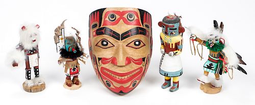4 Vintage Kachina Dolls and a NWC Style Painted Wood Mask (5)