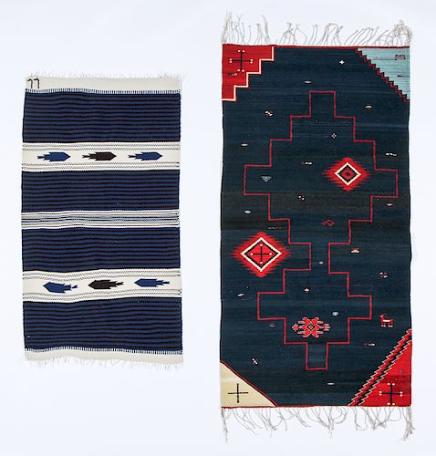 2 Vintage Ortega and Zapotec Wool Weavings 