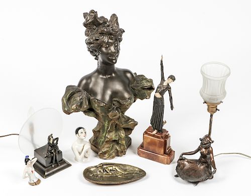 Decorator's Lot of Vintage Art Nouveau Figural Objects