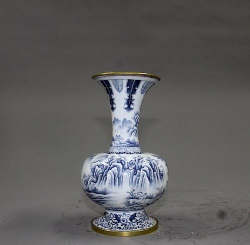 Chinese enameled copper vase, Qianlong mark. 