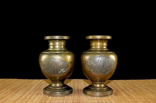 Pair of Chinese bronze vases. 