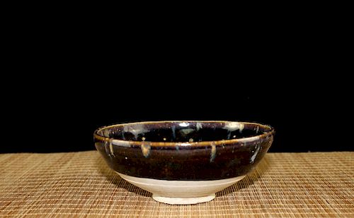 Chinese black glaze pottery bowl. 
