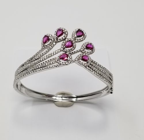 18K WG Ruby & Diamond Hinge Bracelet
