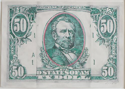 ROBERT DOWD, Folded Fifty Dollar Bill, 1968