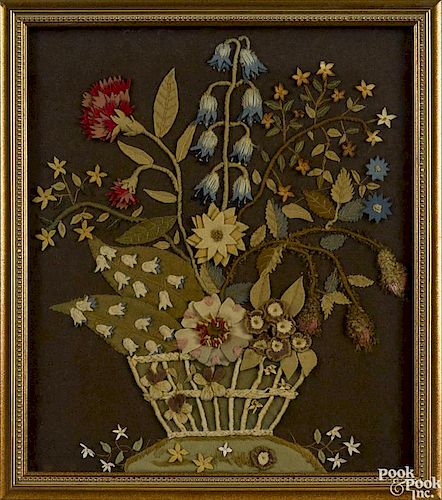 Feltwork basket of flowers, 19th c., 15 3/4'' x 13 1/2''. Provenance: Sotheby's, January 23, 1992