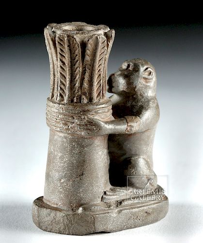 Egyptian Stone Kohl Box - Baboon & Papyrus / Palm