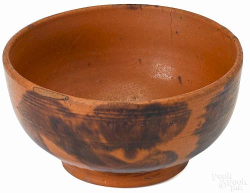 Adams County, Pennsylvania redware bowl, dated 1879, signed by the potter Solomon Miller