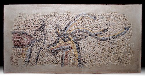 Roman Stone Mosaic of Stag with Long Antlers