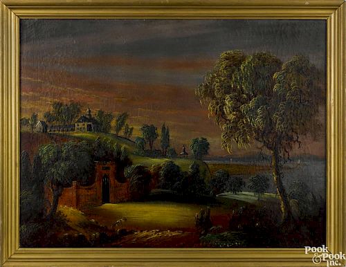 William Matthew Prior (Massachusetts/Maine 1806-1873), oil on canvas view of Mt. Vernon