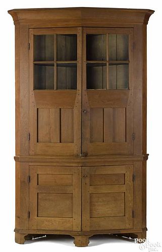 Maryland walnut one-piece turkey breast corner cupboard, ca. 1800