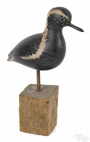 American carved and painted black bellied plover decoy, ca. 1900, with relief carved wings