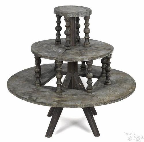 Painted pine revolving plant stand, late 19th c., probably Pennsylvania, 36'' h., 37'' w.