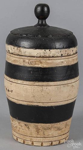 Pennsylvania turned and painted lidded tobacco canister, 19th c.