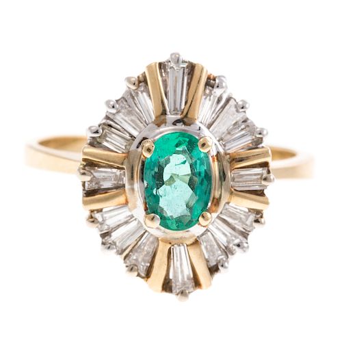 A Ladies Emerald and Diamond Ring in 14K Gold