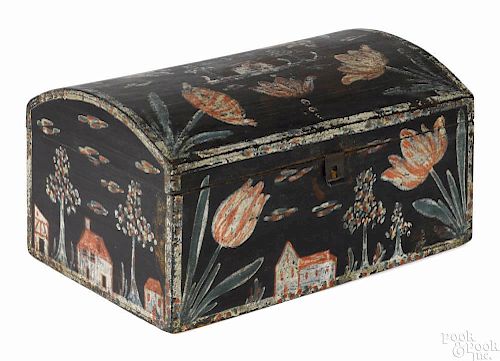 Berks County, Pennsylvania painted pine dome lid box, attributed to Heinrich Bucher, ca. 1800