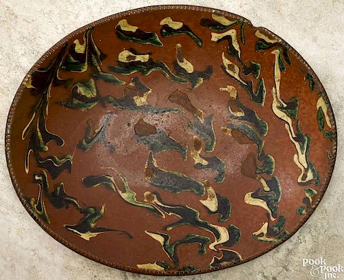 New England redware loaf dish, 19th c., probably upstate New York
