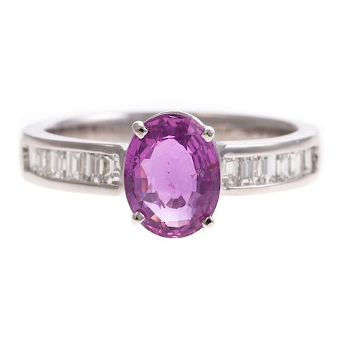 A Ladies Pink Sapphire & Diamond Ring in Platinum