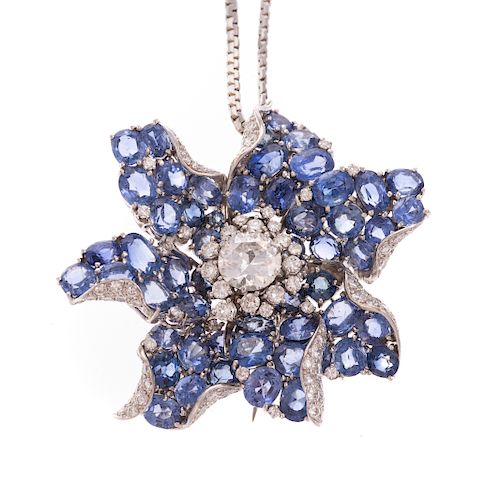 An Important Art Deco Diamond & Sapphire Pendant