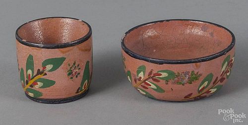 Rare signed Joseph Lehn (Lancaster County, Pennsylvania 1798-1892), turned and painted poplar cup