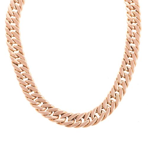 A Ladies 14K Rose Gold Curb Link Chain Necklace