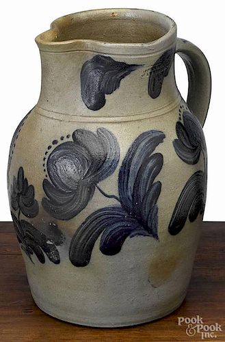 Pennsylvania one-and-a-half-gallon stoneware pitcher, 19th c., impressed John Bell Waynesboro