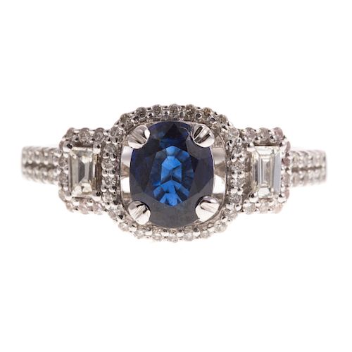 A Ladies Sapphire & Diamond Ring in White Gold