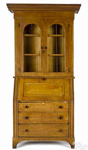 Vermont painted pine secretary desk and bookcase, mid 19th c.