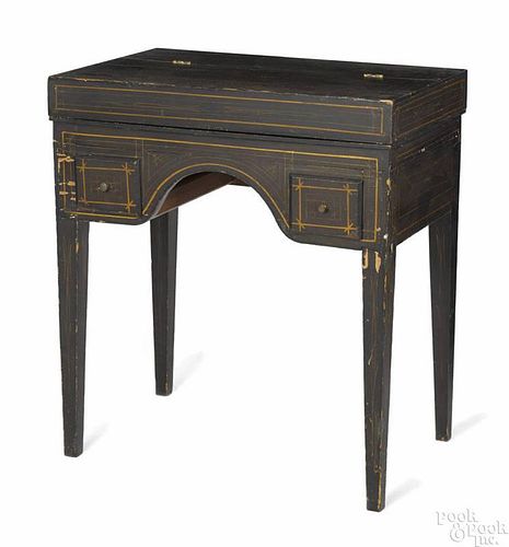 Diminutive painted pine writing desk, late 19th c., probably Virginia, with a lift lid
