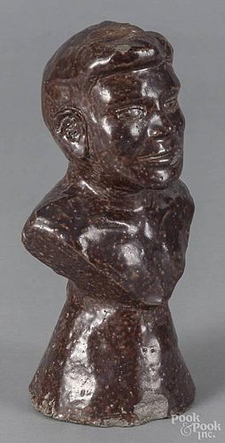 American earthenware bust of a man, 9 1/2'' h.