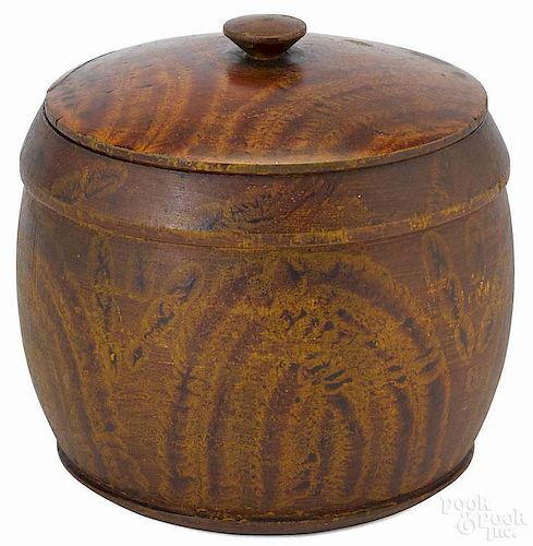 Large Pennsylvania turned and painted lidded canister, 19th c.