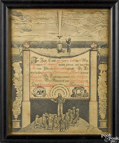 Carl Friederich Egelmann (Lancaster County, Pennsylvania), printed fraktur birth certificate