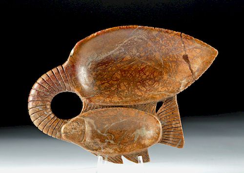 Egyptian Steatite Cosmetic Dish - Double Fish
